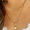 VKcloser-Collier à fermoir multicouche pour femme pendentif à boucle étoile géométrique bijoux de