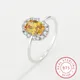 Bague en Citrine pour femmes or jaune véritable argent S925 diamant bijoux de fiançailles