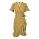 VERO MODA Damen Kurzes Wickelkleid Kurzarm V-Ausschnitt Mini Dress mit Rüschen Oberschenkellang VMHENNA, Farben:Gelb,Größe Damen:XL