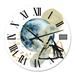 Designart 'Minimalistic Landscape of Mountains With Moon II' Modern wall clock