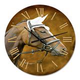 Designart 'Portrait Of Brown Horse With White Ears' Farmhouse wall clock