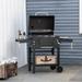 Outsunny Charcoal Grill BBQ with Adjustable Charcoal Height, Portable Barbecue Smoker with Folding Shelves, Thermometer