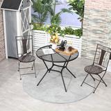 Outsunny 35" Round Patio Dining Table Steel Outside Table with Mesh Tabletop for Garden Backyard Poolside - Φ35.75" x 28.25"H