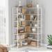 Industrial 7-Tier L-Shaped Corner Bookcase Home Office Bookshelf