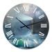 Designart 'Lighthouse Shining Light During Stormy Night II' Nautical & Coastal wall clock