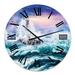 Designart 'Lighthouse Wild Blue Ocean Waves' Nautical & Coastal wall clock