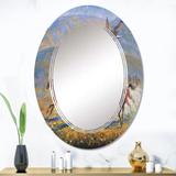 Designart 'A Large Eagle Over The Running Herd Of Horses' Printed Traditional Wall Mirror