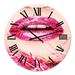 Designart 'Close-Up Of Golden Woman Lips II' Modern wall clock