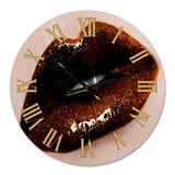 Designart 'Close-Up Of Gorgeous Woman Lips II' Modern wall clock