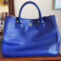 Tory Burch Bags | Authentic Tory Burch Robinson Blue Leather Double Zip Tote Bag | Color: Blue | Size: Os