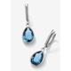 Women's Sterling Silver Drop Earrings Pear Cut Simulated Birthstones by PalmBeach Jewelry in March