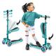 Hurtle, 3 Wheeled Scooter for Kids, Kids Scooter, Boys Scooter, Girls Scooter, Scooter for Kids Ages 2-12, Foldable Kick Scooter with Flip-able Seat, Flashing Lights, Height Adjustable, (Teal)