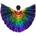 Leemiman Girls LED Butterfly Isis Wings Kids Belly Dance Wings Costumes with Sticks for Stage Performance (Rainbow)