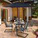 Lark Manor™ Alyah Square 4 - Person 37" Long Outdoor Dining Set w/ Umbrella Metal in Black | 37 W x 37 D in | Wayfair