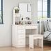 Zipcode Design™ Jaiden Vanity w/ Mirror Wood in White | 55.3 H x 31.5 W x 15.7 D in | Wayfair 91254DD166464AD5A860D31DA3337A12