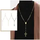 Collier chapelet croix pour femmes Maria avec pendentif croix couleur or noir bijoux en acier