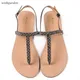 Sandales de plage décontractées pour femmes chaussures brillantes style bohème avec perles