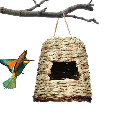 Maison de colibri suspendue à l'extérieur roseaux gazon tissés à la main nichoirs d'oiseaux