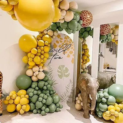 Kit d'arche de ballons Safari ballons en latex couleur chair jaune vert sauge décoration de