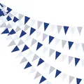 Banderoles de fanions en papier bleu marine royal blanc et argent accessoire pour anniversaire
