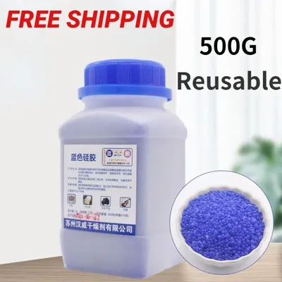Perles de Gel de silice réutilisables bleu orange emballage étanche 500g absorbeur d'humidité