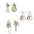 Boucles d'oreilles en argent et Bronze Antique asymétriques style Steampunk