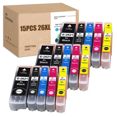 HS-Cartouche d'encre pour imprimante compatible avec Epson 26XL XP 510 520 600 605 610 615