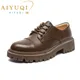 AIYUQI – mocassins en cuir véritable à talons épais pour femme chaussures Oxford à lacets Style