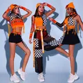 Uniforme de pom-pom girl pour femme tenue de séparés euse jazz orange vêtements de festival