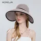 Chapeau de Paille à Large Bord pour Femme Visière Floppy Casquette de Soleil à Large Bord