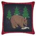 14" x 14" Bear with Fish Applique Thanksgiving Throw Pillow - Blue
