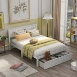 Rasoo Easy Assemble Full Platform Bed with 2 Under-bed Storage Drawer&Headboard