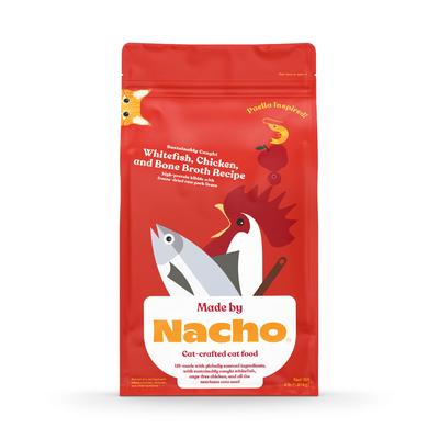 Made by Nacho Sustainably Caught Whitefish, Chicken and Bone Broth Recipe with Freeze-Dried Pork Livers Dry Cat Food, 4 lbs.