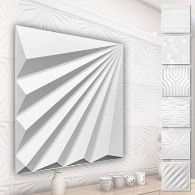 3D Wandpaneele aus pvc Kunststoff - weiße Wandverkleidung mit 3D Optik - Abstrakte Motive: 1 Platte Image