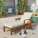 Outdoor Solid Wood 78.8" Chaise Lounge Patio Reclining Daybed with Cushion Wheels and Sliding Cup Table for Backyard Garden