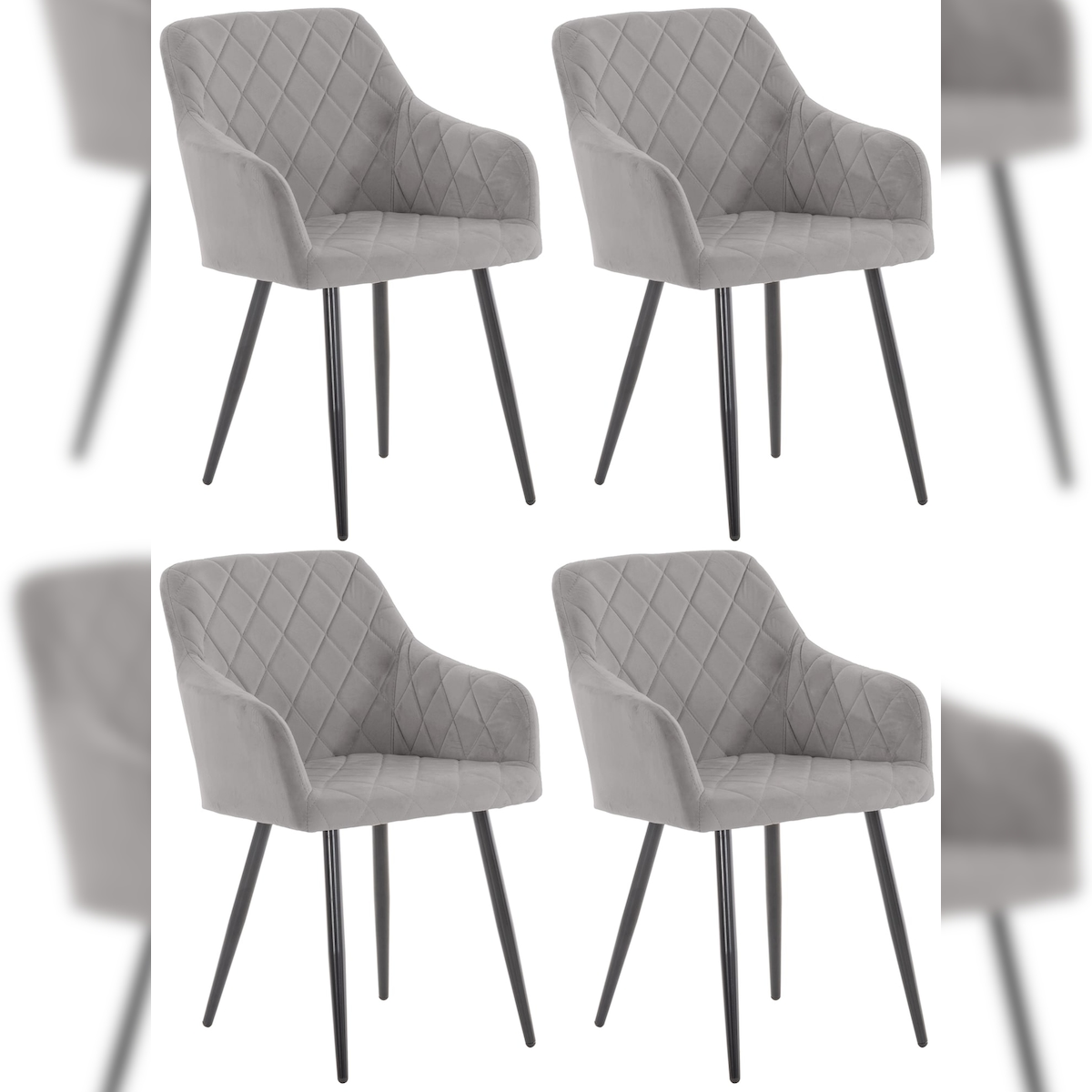 CLP 4er Set Esszimmerstuhl Shila grau/Samt Image