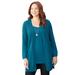 Plus Size Women's Marled Sweater Cardigan by Catherines in Deep Teal (Size 1X)