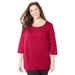 Plus Size Women's Active Slub Scoopneck Tee by Catherines in Red (Size 2X)