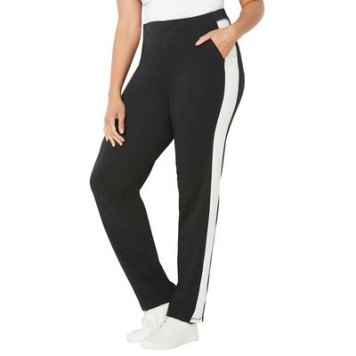 Plus Size Women's Glam French Terry Active Pant by Catherines in Black And White (Size 0X)