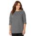 Plus Size Women's Suprema® Boatneck Tunic Top by Catherines in Black Stripe (Size 0X)
