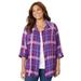 Plus Size Women's Buttonfront Plaid Tunic by Catherines in Berry Pink Plaid (Size 0X)