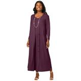 Plus Size Women's 2-Piece Knit Duster Set by The London Collection in Dark Berry (Size 26/28)