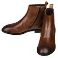 TOTO Men's Invisible Height Increasing Elevator Shoes - Coffee Brown Leather Slip-on Chelsea Boots - 2.6 Inches Taller - K33093 - Size 6.5 UK