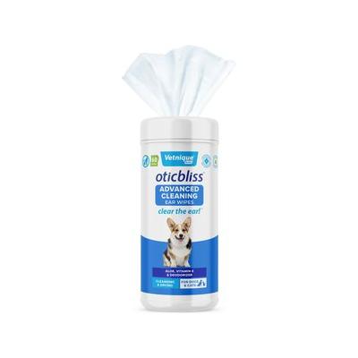 Vetnique Labs Oticbliss Ear Wipes Advanced Cleaning, Soothing, & Medicated Dog & Cat Ear Wipes, 60 count