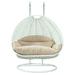 Wicker Hanging 2 person Egg Swing Chair in Beige - LeisureMod ESCW-57BG