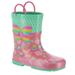 Western Chief Flutter Rain Boot - Girls 3 Youth Pink Boot Medium
