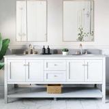 Randolph Morris Bristol 72 Inch Modern Console Vanity with Oval Undermount Sinks - White RM12-728WH-RGQ