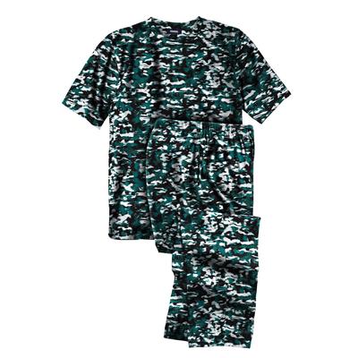 Men's Big & Tall Lightweight Cotton Novelty PJ Set by KingSize in Camo (Size 3XL) Pajamas