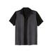 Men's Big & Tall Short-Sleeve Colorblock Rayon Shirt by KingSize in Steel Black (Size L)