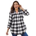 Plus Size Women's Pintucked Flannel Shirt by Woman Within in White Buffalo Plaid (Size 2X)